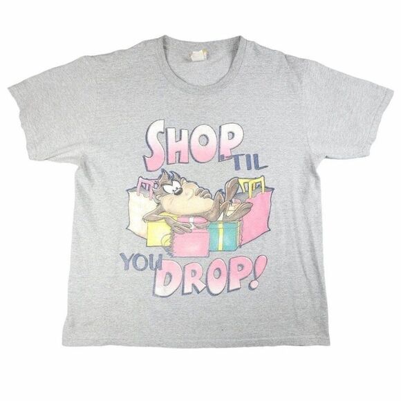 Vintage Taz Looney Tunes T Shirt Mens Size XL Gray 90s Shop She Devil Made In US - Picture 1 of 8